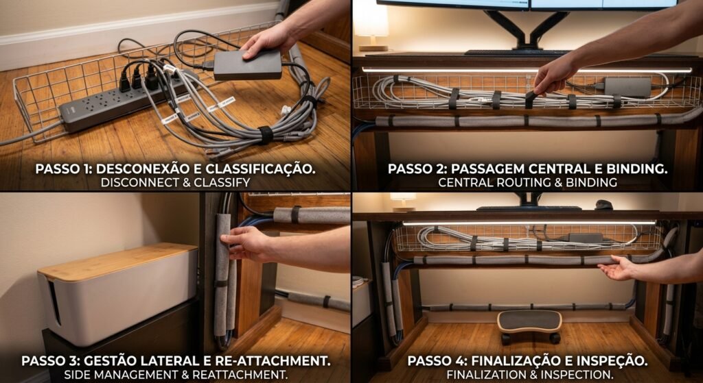 organizando cabos da mesa passo a passo exemplo de como organizar notebook e cabos sem bagunça: 6 passos para otimizar monitor e mesa