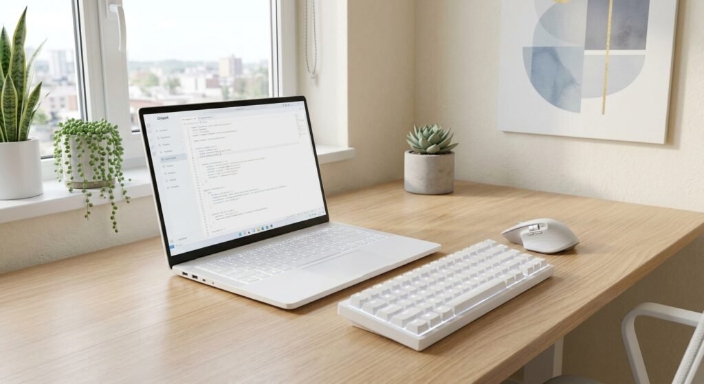 notebook teclado e mouse brancos modernos exemplo de como montar os melhores acessórios para setup branco: guia completo
