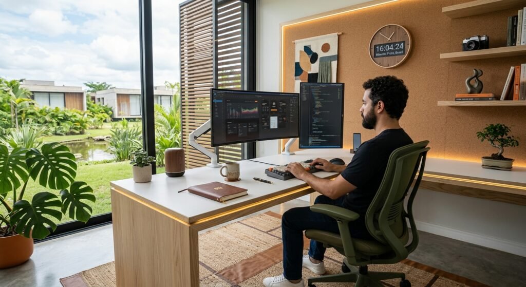 organização produtiva da mesa de trabalho exemplo de itens que aumentam sua produtividade na mesa: 10 opções essenciais de organização do setup para home office