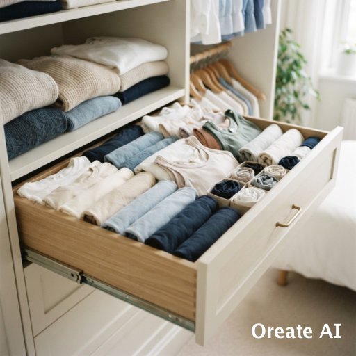gaveta organizada roupas dobradas armário limpo rotina leve organização manutenção diária casa utilize o Guia de Organização de Pequenos Espaços Gavetas Armários e você verá a diferença.