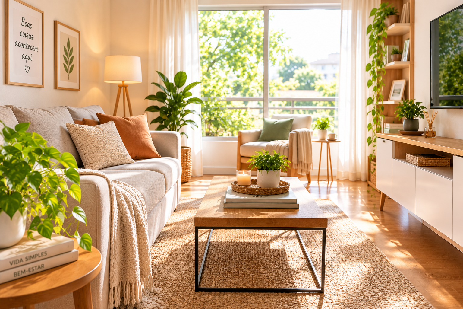 Dicas para Deixar a Casa Mais Leve e Agradável Sala Organizada Com Iluminação Natural Ambiente Acolhedor