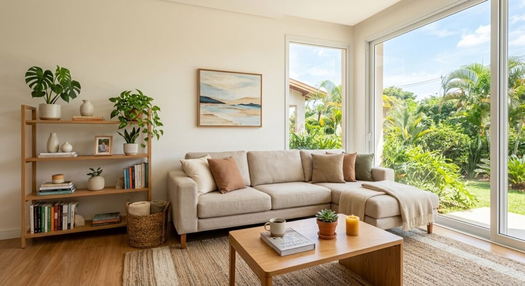 casa organizada sala de estar iluminada decoração simples pessoa utiliza o método 7 pequenas mudanças que transformam seu lar com organização e conforto: 7 hábitos que deixam a rotina mais leve