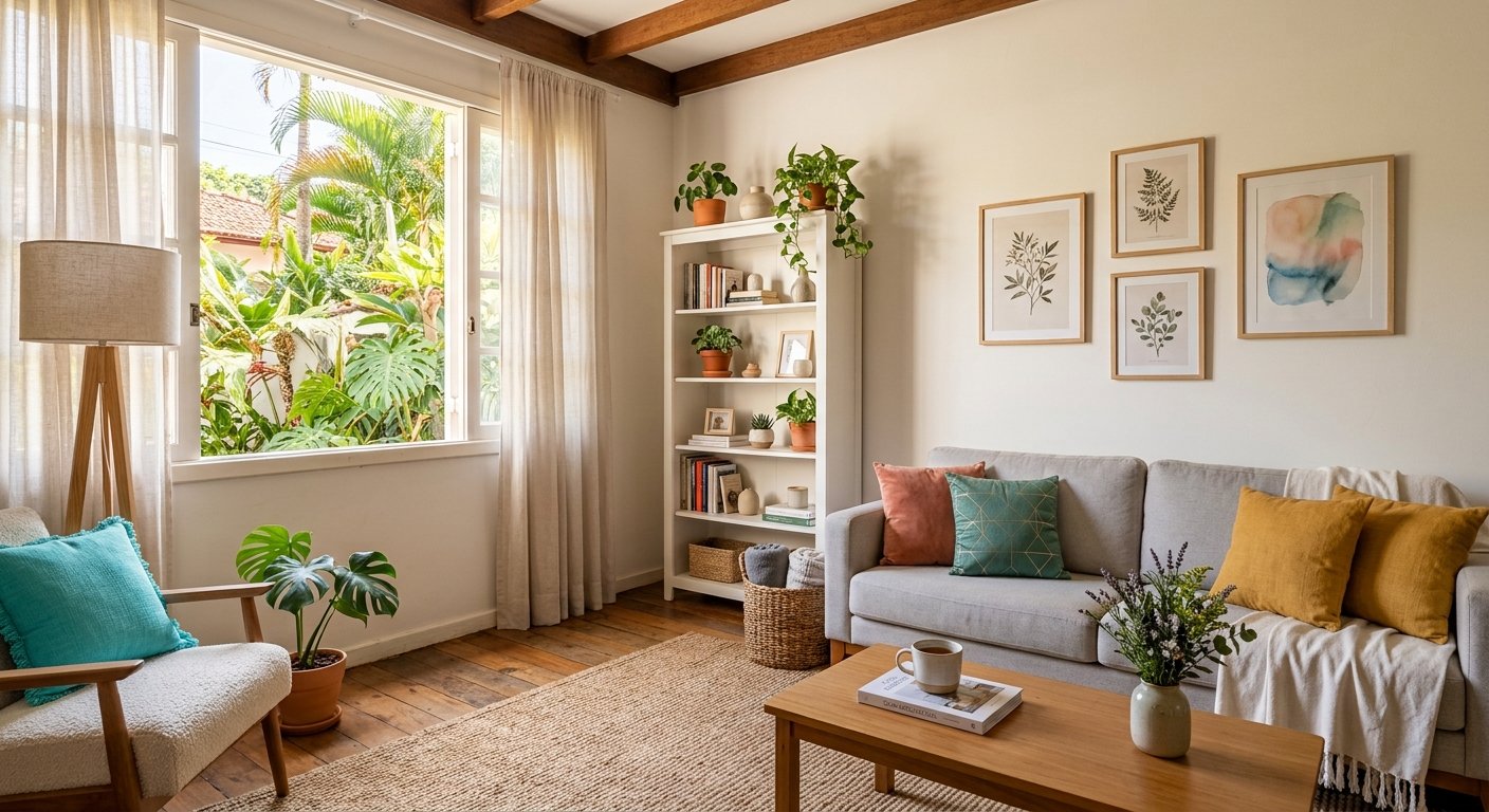 casa organizada sala iluminada decoração simples utilizando o método 7 pequenas mudanças que transformam seu lar com organização e conforto: 7 hábitos que deixam a rotina mais leve