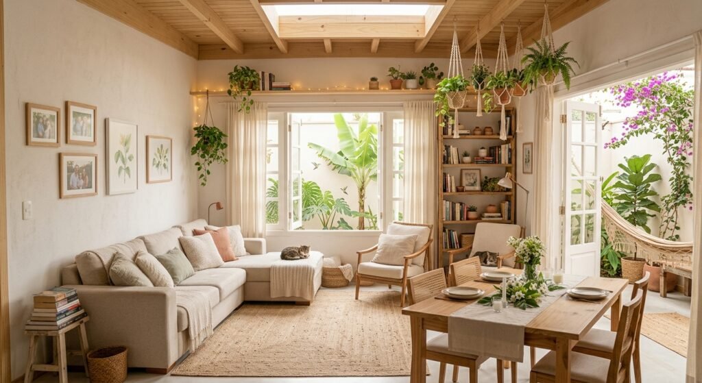 casa simples e aconchegante ambiente cores claras tranquilo este é um exemplo de como organizar sua sala aconchegante decorada com elementos simples e acolhedores
