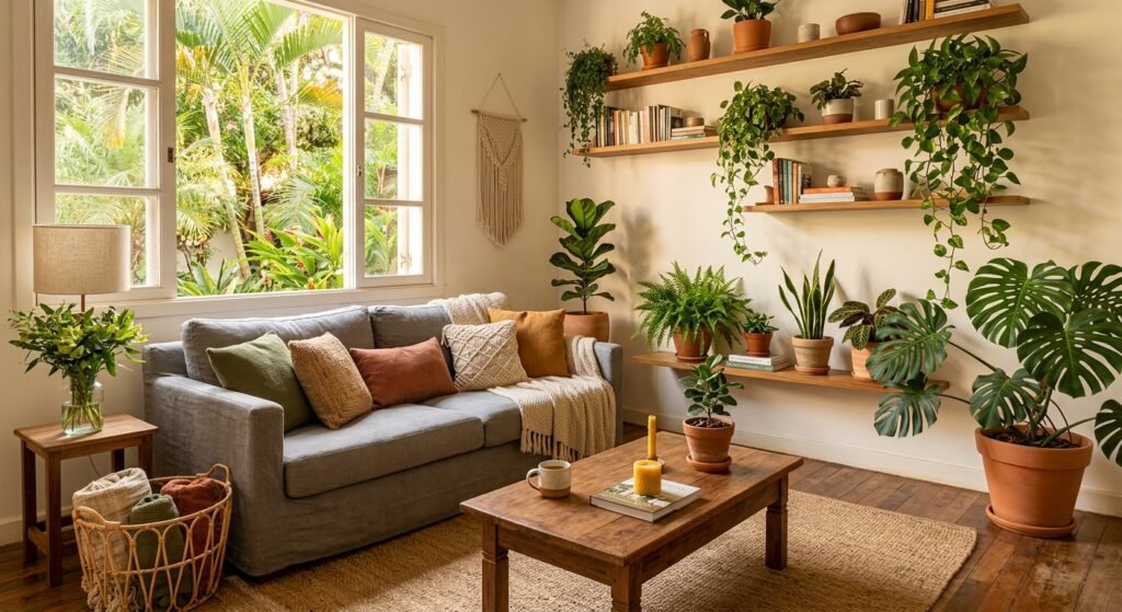 plantas de interior decoração aconchegante para casa materiais naturais ambiente organizado exemplificando como criar um ambiente acolhedor sem gastar muito com organização decoração e conforto