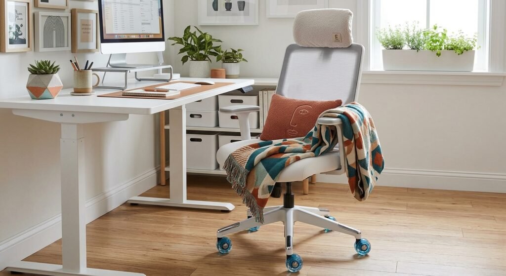 elementos decorativos cadeira ergonômica impacto visual contribuem para um ambiente organizado confortável e funcional faz parte de um setup branco para espaços pequenos: 7 ideias para otimizar seu ambiente