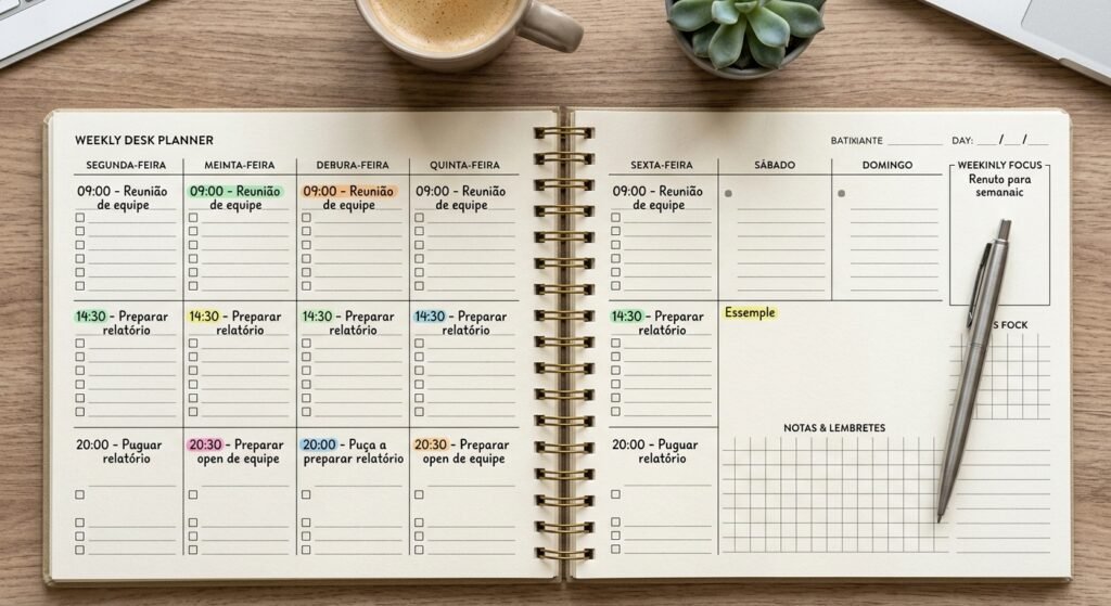 planejador de mesa semanal agenda organizada utilize na organização semanal da rotina como planejar a semana com rotina organizada e produtiva