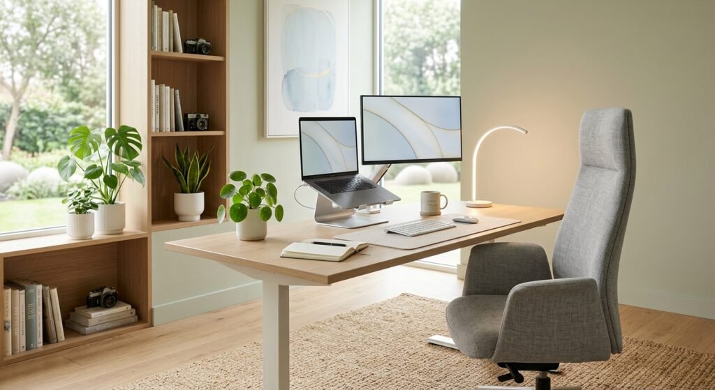 nosso guia completo para criar uma estação de trabalho confortável organizada e produtiva irá te ajudar a ter um espaço de trabalho com eficiência e leveza mental.