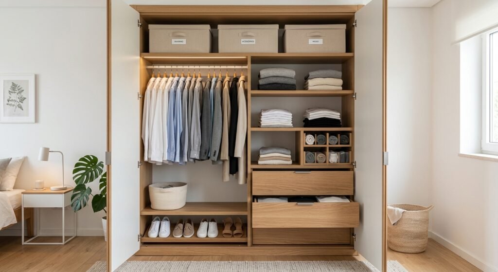 armário de quarto organizado guarda roupa arrumado organização de quarto minimalista como ter um quarto organizado e um guarda roupa funcional sem bagunça