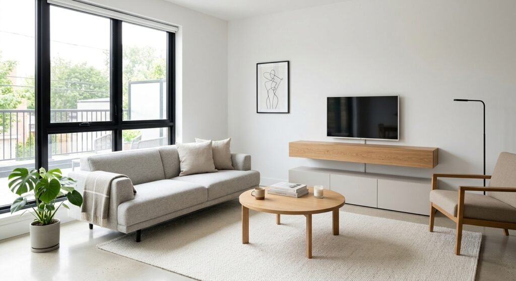 organização da casa sala de estar limpa minimalista casa arrumada representa como manter a casa organizada todos os dias: 10 hábitos simples que funcionam