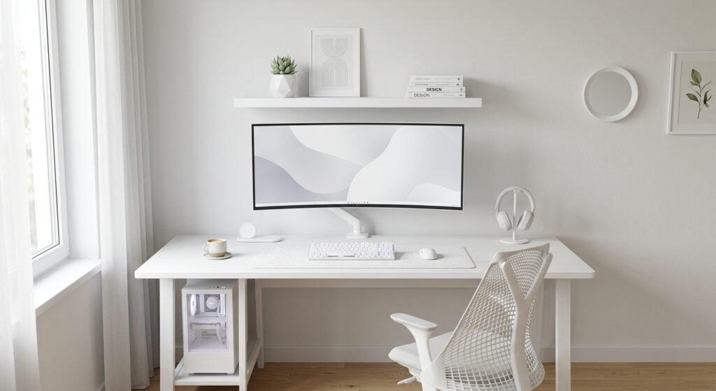 setup branco clean moderno são os melhores acessórios brancos para setup estético: ideias para deixar seu espaço perfeito