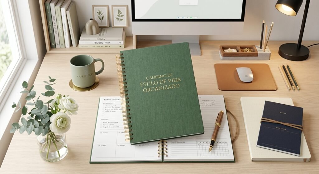 caderno planejador estilo de vida organizado espaço de trabalho arrumado um exemplo de como ter hábitos de organização pessoal como ter uma rotina organizada e uma vida mais leve