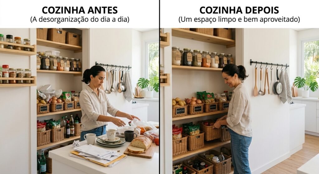 transformação na organização cozinha antes depois cozinha pequena espaço limpo veja um exemplo de como reduzir objetos e transformar seu pequeno espaço como organizar a cozinha gastando pouco: dicas simples e práticas