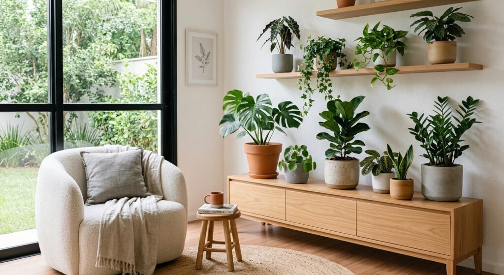 plantas de interior organizadas decoração natural estilo minimalista e aconchegante seguindo as dicas para deixar a casa mais leve e agradável: organização conforto e bem estar no dia a dia