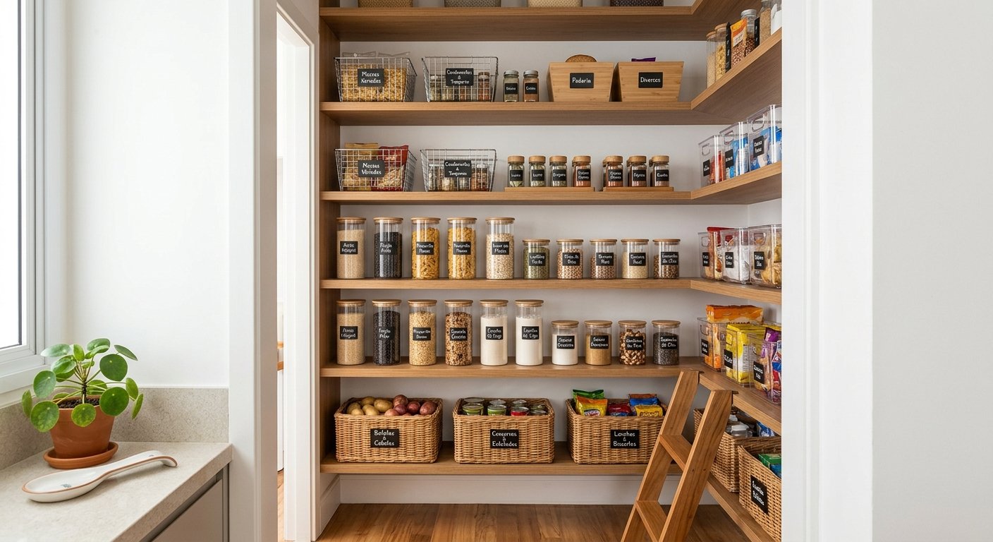 prateleiras de despensa organizadas recipientes para armazenar alimentos organização de cozinha exemplo mostra como manter as prateleiras de despensa organizadas recipientes para armazenar alimentos organização de cozinha