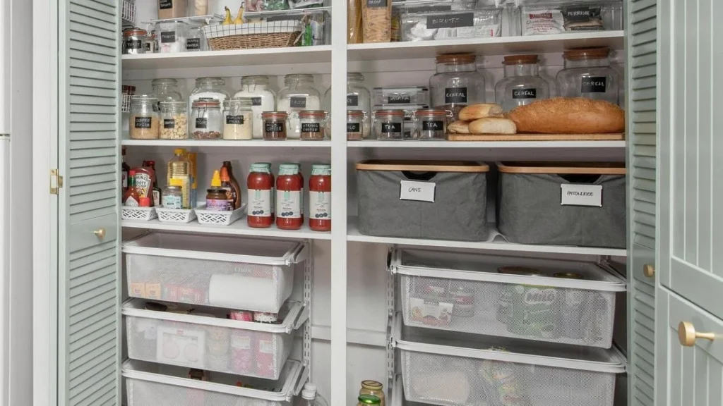 home organization containers baskets labels storage system.webp como criar um sistema de organização que funciona para sua rotina com Organizadores domésticos cestos etiquetas sistema de armazenamento