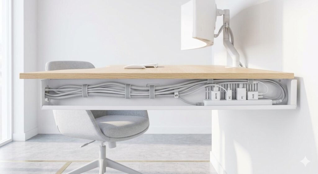 setup clean com organização inteligente de fios para home office pequeno exemplo de como organizar e otimizar sua escrivaninha inteligente para mais espaço conforto e produtividade